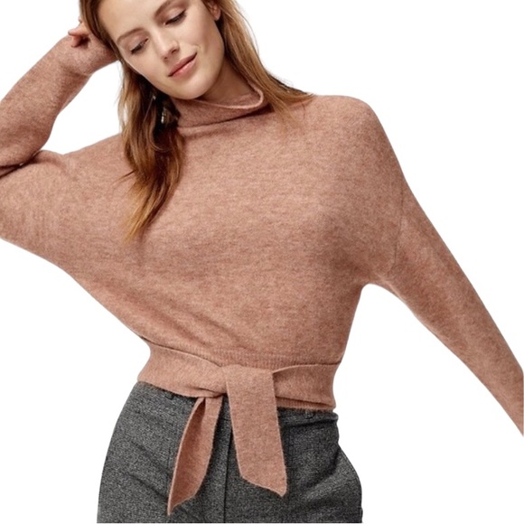 Aritzia Wilfred Lorin Turtleneck Knit Tie Front Sweater Clay Wool Alpaca Small - Picture 3 of 9
